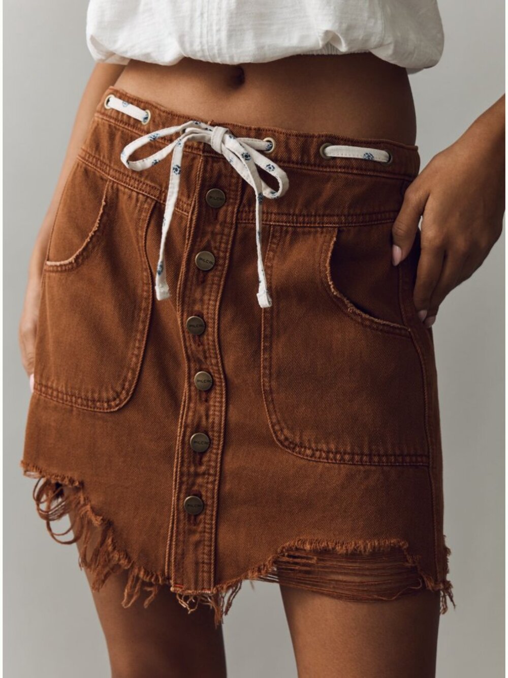 NWT Pilcro Drawstring Denim Mini Skirt